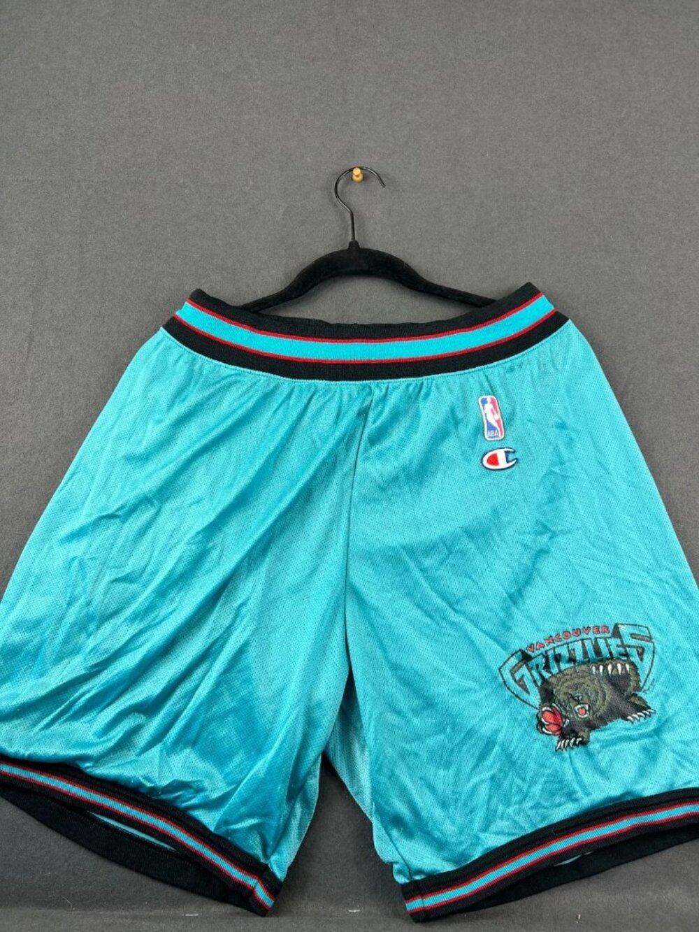 Vintage 90s Champion Teal Mesh Basketball Shorts Vancouver Grizzlies NBA Large